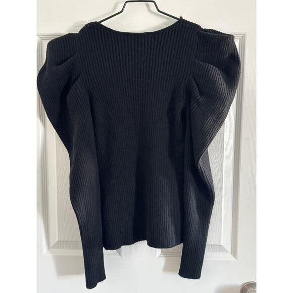 NWT EXPRESS | Black Knit Puff Sleeve Rhinestone holiday cocktail Sweater - Picture 5 of 6